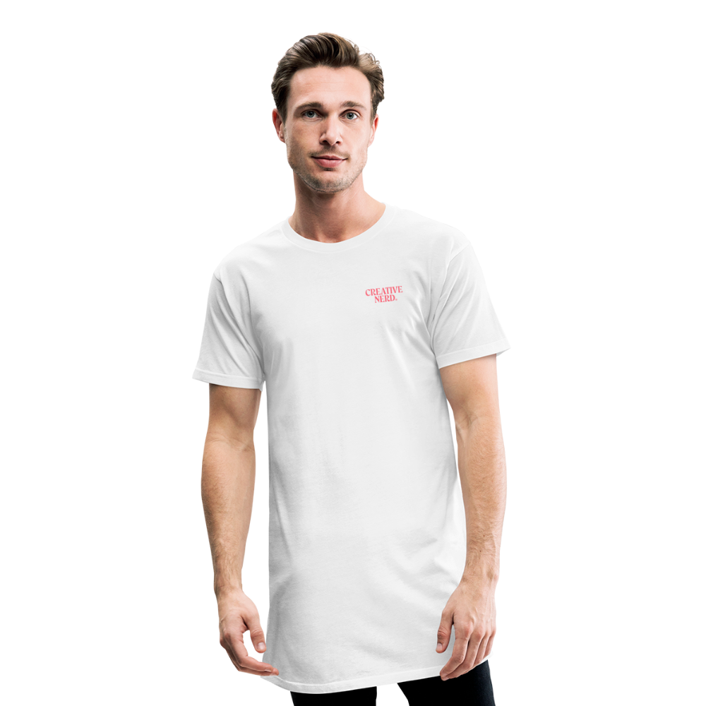 M "Long body" T-paita Creative Nerd® -logolla - valkoinen