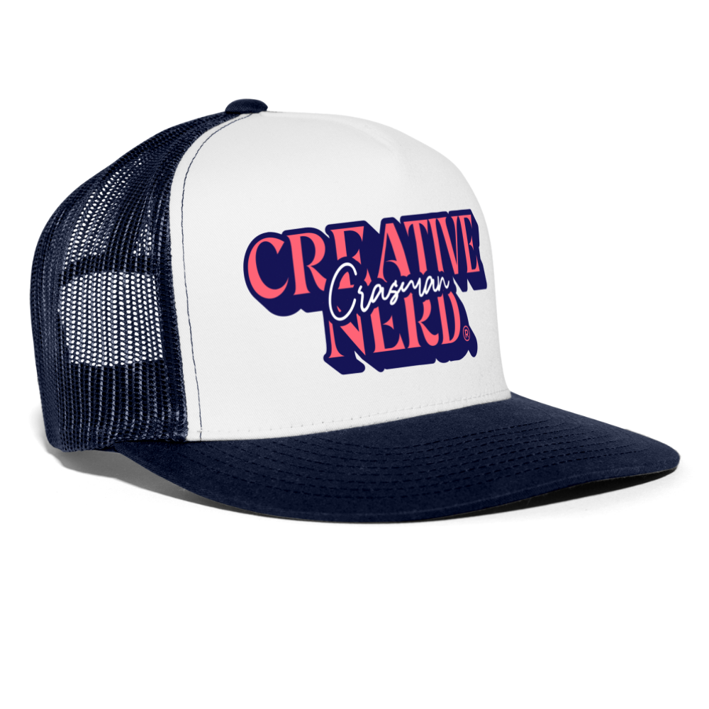 Trucker Cap, Creative Nerd® -logolla, navy - valkoinen/laivasto