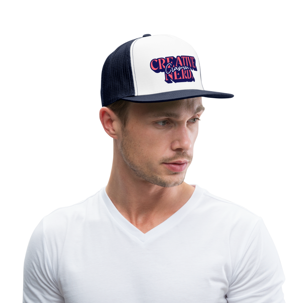Trucker Cap, Creative Nerd® -logolla, navy - valkoinen/laivasto