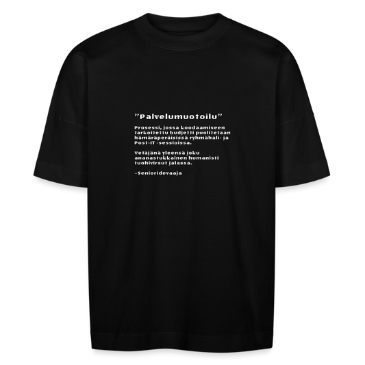 Unisex oversize t-paita Senioridevaaja-painatuksella - musta